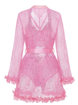 1970er Spitze Transparent Blüten Rüschen Besatz Dessous Set