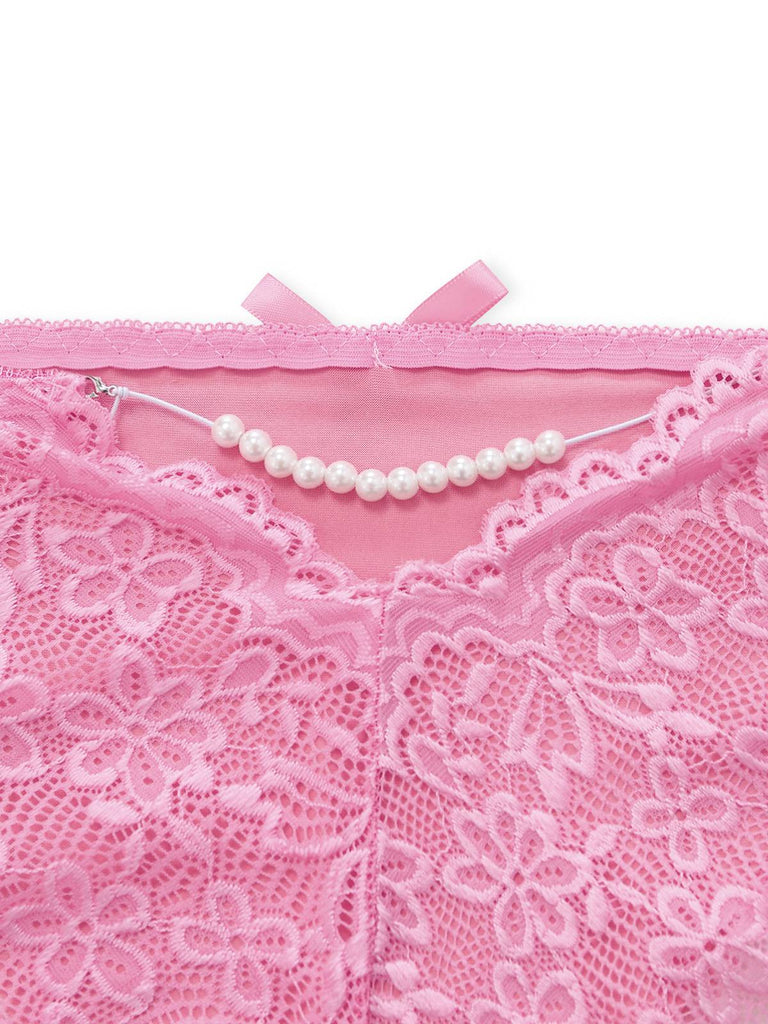1970er Spitze Transparent Blüten Rüschen Besatz Dessous Set
