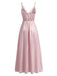 Rosa 1930er Uni Spitze Satin Nachthemd