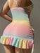 Regenbogen 60er Netz-Nachthemd mit Blumen und Schmetterling
