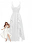 50er Satin-Nachtkleid mit Spitze und Spaghettiträgern