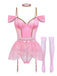 Rosa 60er Dessous-Set mit Glitzer und Tutu-Body