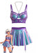 Lila 80er Dessous-Set mit Neckholder und Spitze