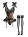 50er Dessous-Set mit Leopardenmuster und Strümpfen