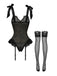 50er Dessous-Set mit Leopardenmuster und Strümpfen