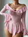 50er schulterfreies Nachtkleid aus transparentem Mesh