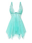 80er Babydoll-Negligé mit Spitze und V-Ausschnitt