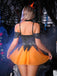 80er Halloween-Hexen-Dessous-Set mit Cold-Shoulder und Hexen-Haarreif
