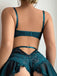 Blaues 60er Spitzen-Dessous-Set mit Strapsen und Schnürung