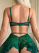 Blaues 60er Spitzen-Dessous-Set mit Strapsen und Schnürung