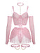 Rosa 80er Mesh-Dessous-Set mit Ketten und Choker