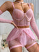 Rosa 80er Mesh-Dessous-Set mit Ketten und Choker
