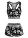 Schwarzes 40er Pyjama-Set mit Totenkopf