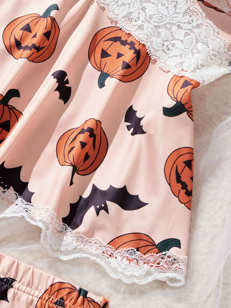 50er Halloween Schlafanzug-Set mit Spitze