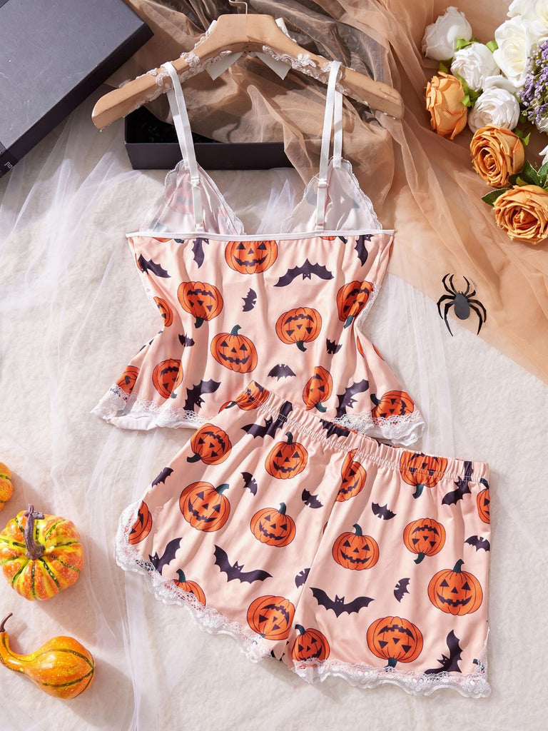 50er Halloween Schlafanzug-Set mit Spitze