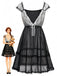 Schwarzes 70er Babydoll-Nachthemd mit Spitze