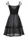 Schwarzes 70er Babydoll-Nachthemd mit Spitze