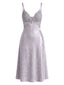Lila 40er Satin-Nachthemd mit Blumen und Schmetterling