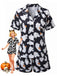 Schwarzer 50er Halloween-Pyjama mit Geisterprint