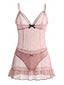 80er Mesh-Babydoll mit Punkten, Schleife und Rüschen