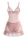 80er Mesh-Babydoll mit Punkten, Schleife und Rüschen