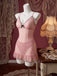 80er Mesh-Babydoll mit Punkten, Schleife und Rüschen