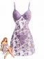 Lavendel 70er Mesh-Negligé mit 3D-Schmetterlingsstickerei