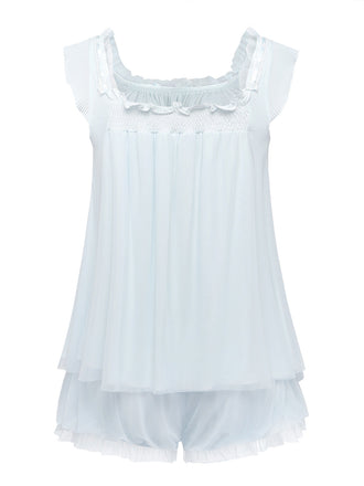 30er Cami-Pyjama-Set mit Rüschen und Flatterärmeln