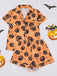 40er Halloween-Schlafanzug-Set mit Kürbis-Print und Kurzarm