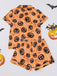 40er Halloween-Schlafanzug-Set mit Kürbis-Print und Kurzarm