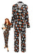 40er Geister-Print-Pyjama-Set mit Langarmshirt und Hose