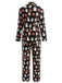 40er Geister-Print-Pyjama-Set mit Langarmshirt und Hose