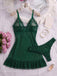 50er Babydoll-Nachtkleid-Set aus transparentem Mesh mit Polka-Dots und Rüschensaum