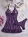 50er Babydoll-Nachtkleid-Set aus transparentem Mesh mit Polka-Dots und Rüschensaum