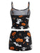 Halloween-Schlafanzug-Set mit Kürbis- und Geister-Print
