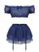 50er schulterfreies Dessous-Set mit Polka-Dots und transparent