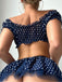 50er schulterfreies Dessous-Set mit Polka-Dots und transparent