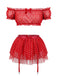 50er schulterfreies Dessous-Set mit Polka-Dots und transparent