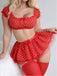 50er schulterfreies Dessous-Set mit Polka-Dots und transparent