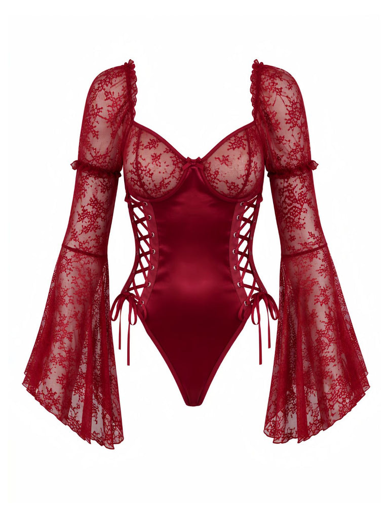 Roter 60er Spitzen-Korsettbody
