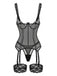 70er Dessous-Set mit Strumpfhalter-Teddy aus Blumenspitze