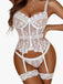 70er Dessous-Set mit Strumpfhalter-Teddy aus Blumenspitze
