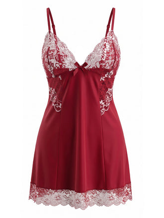[Übergröße] 50er Nachtkleid mit Spitzen-Mesh und Schleife