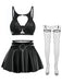 Schwarzes 50er Dessous-Set mit Cut-outs und Riemchendetails