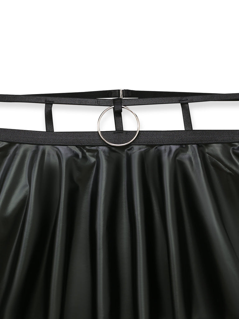 Schwarzes 50er Dessous-Set mit Cut-outs und Riemchendetails