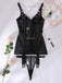 50er Dessous-Set mit transparenter Spitze und Strumpfhalter-Chemise