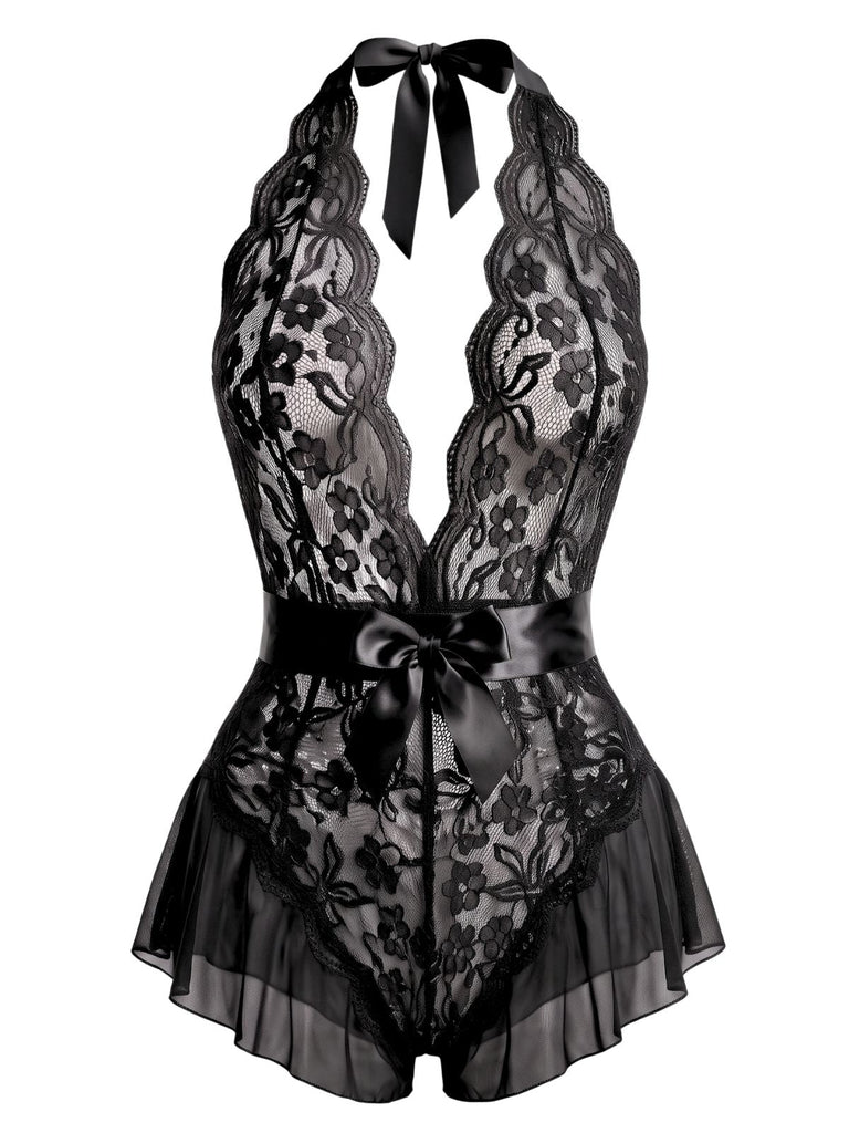 30er Dessous mit Spitze und Satinschleife