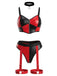 Schwarz-rotes 50er Queen-Cosplay-Dessous-Set