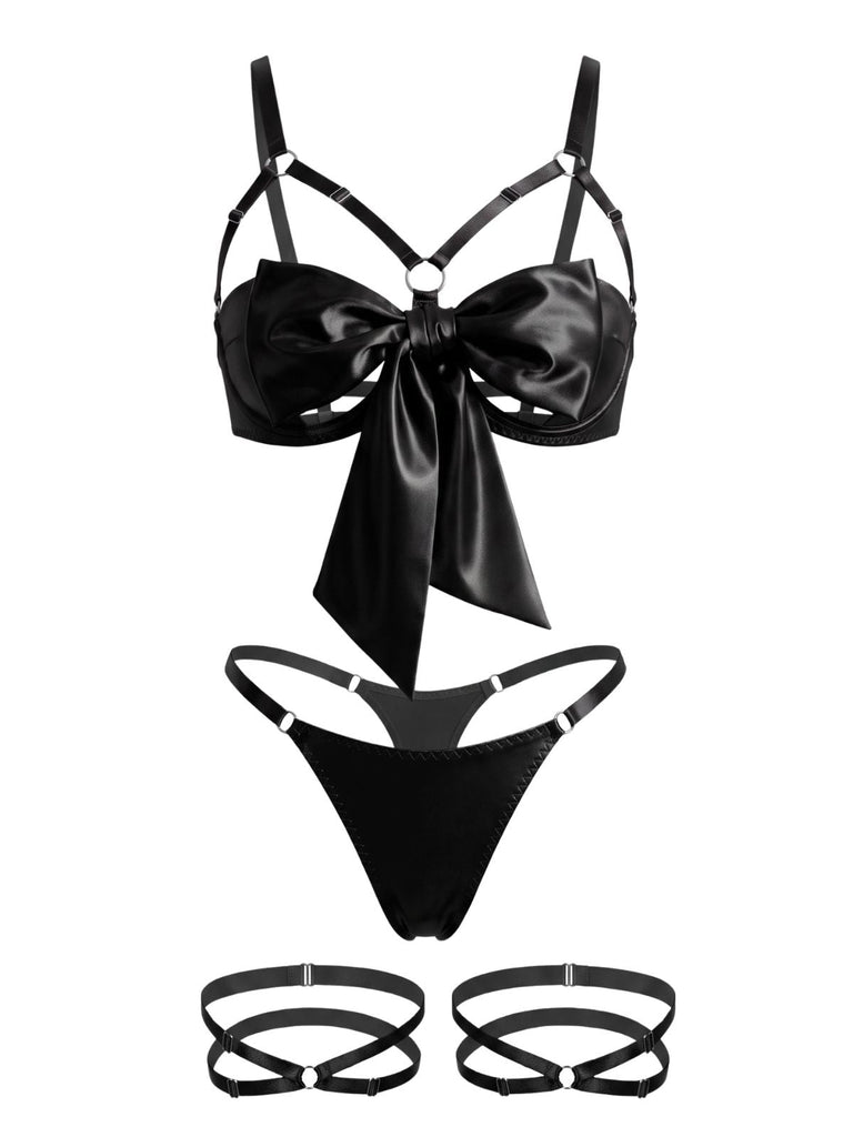 Grünes 30er Dessous-Set mit Schleife und Cut-out