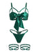 Grünes 30er Dessous-Set mit Schleife und Cut-out